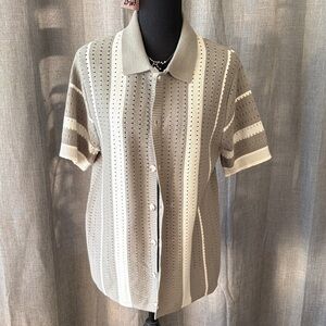 Men's Casual Button Down Shirt in Gray and Cream